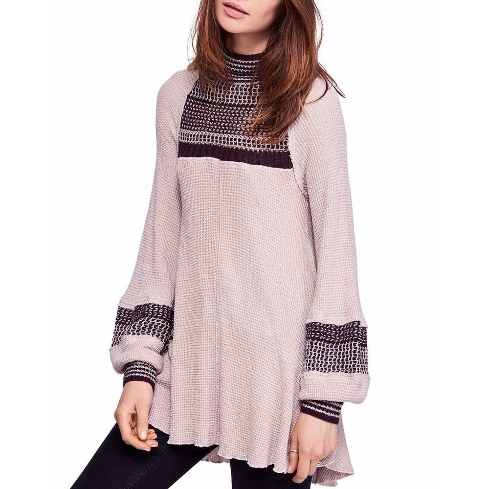 Free People Pink and Black Knit Top
